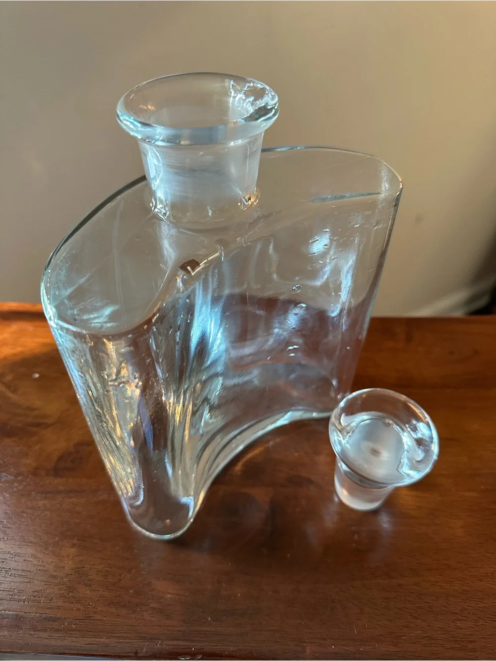 Crate & Barrel • large decanter • glass • heavyweight